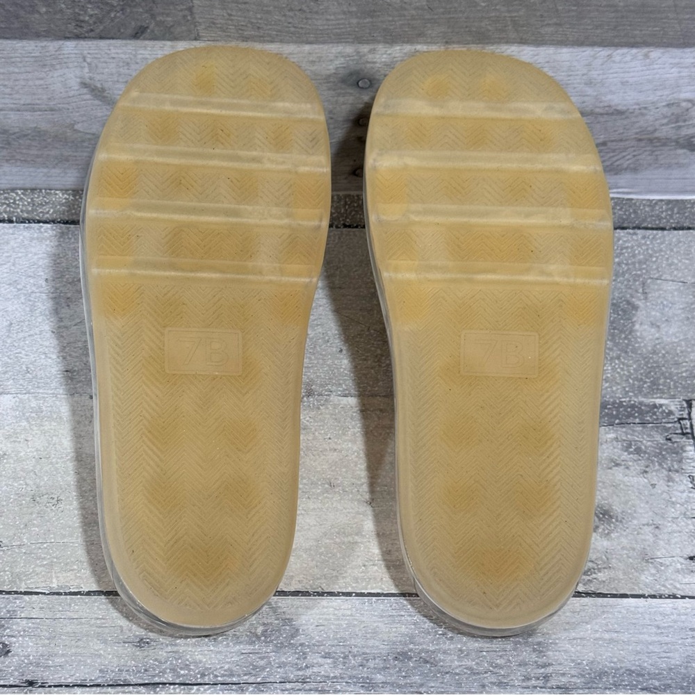 TORY BURCH Bubble Jelly Slide Sandals In Pale Yellow Clear Sole Double-T Logo - Picture 6 of 7